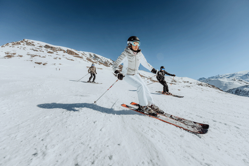 women skiing at the mountain
